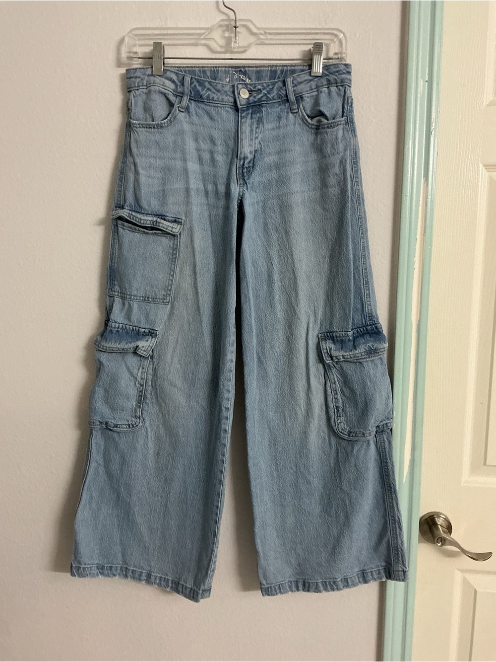 art class Light Wash Wide-Leg Cargo Jeans r
